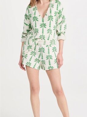 Show Me Your Mumu Boardwalk Shorts Palm Knit Green White Cream Sz Small